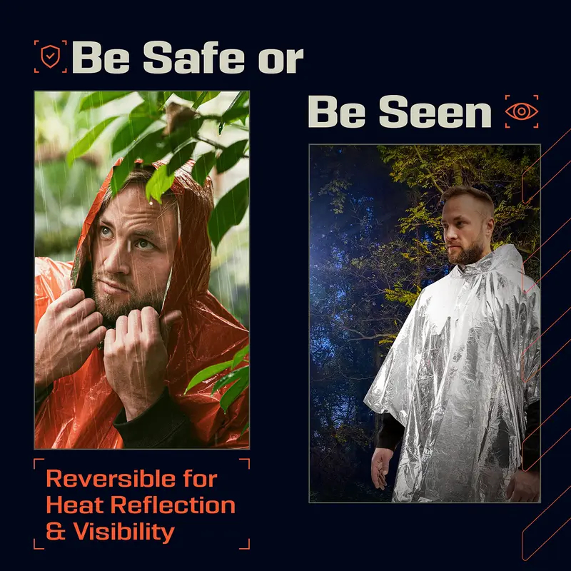 Aluminum Coated Hooded Emergen - Emergency Poncho Rain review and price