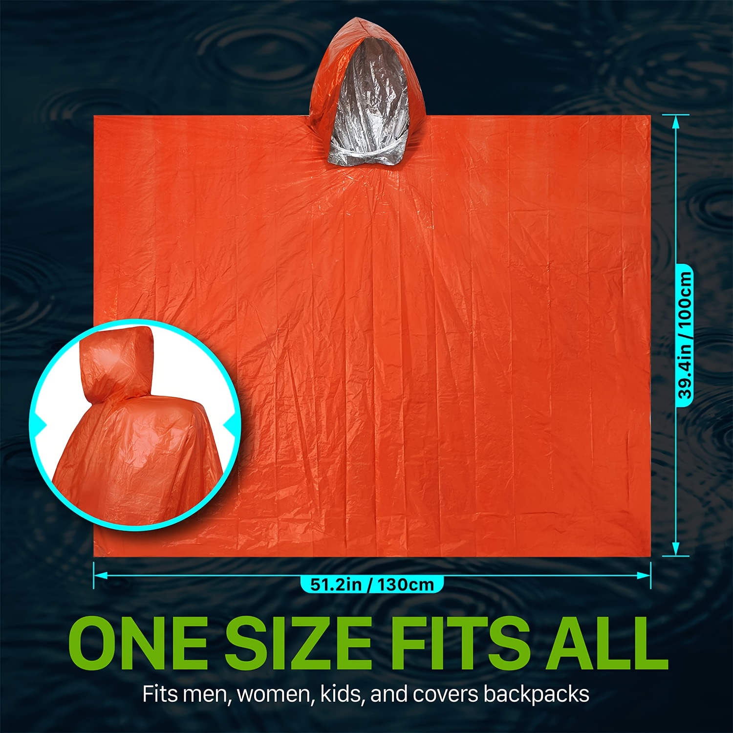 Emergency Survival Rain Poncho - Survival Blanket Reflective review and price